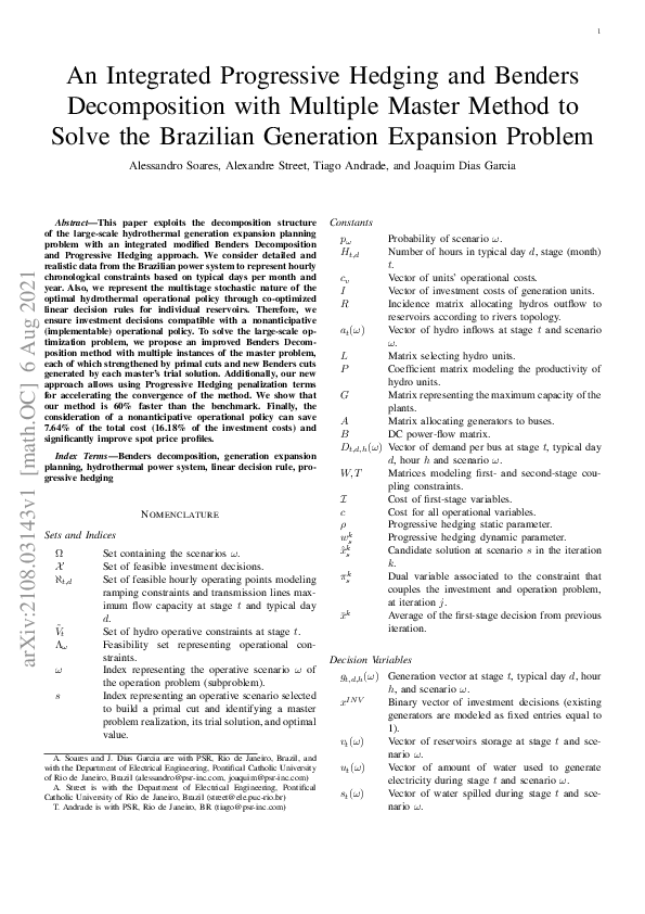 (PDF) An Integrated Progressive Hedging and Benders Decomposition with ...