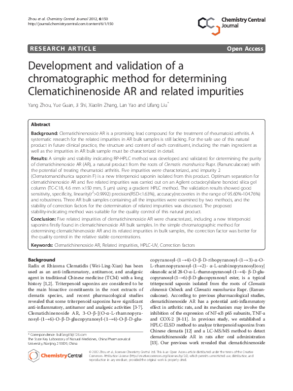(PDF) Development and validation of a chromatographic method for ...