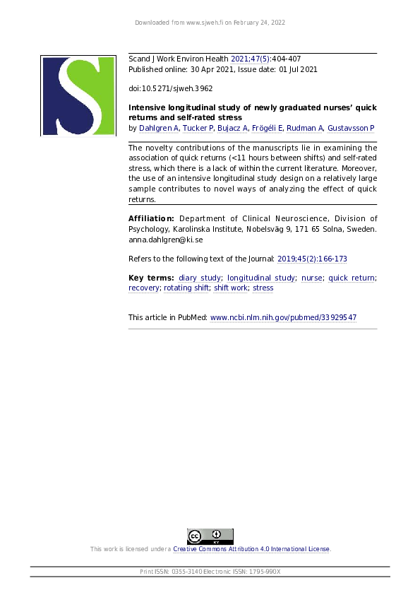 (PDF) Intensive longitudinal study of newly graduated nurses’ quick