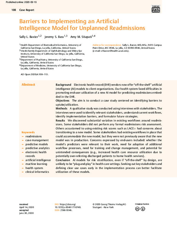(PDF) Barriers to Implementing an Artificial Intelligence Model for ...