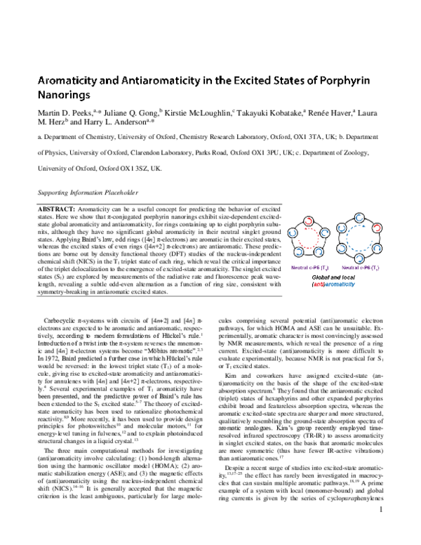 (PDF) Aromaticity and Antiaromaticity in the Excited States of ...