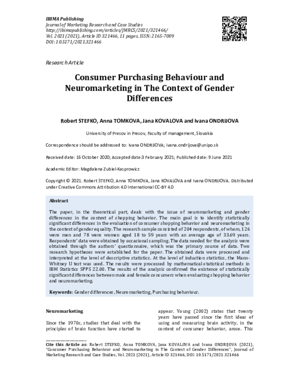 (PDF) Consumer Purchasing Behaviour and Neuromarketing in The Context ...