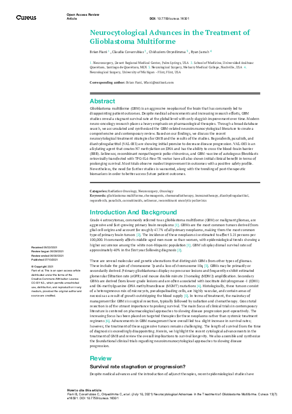 (PDF) Neurocytological Advances in the Treatment of Glioblastoma Multiforme
