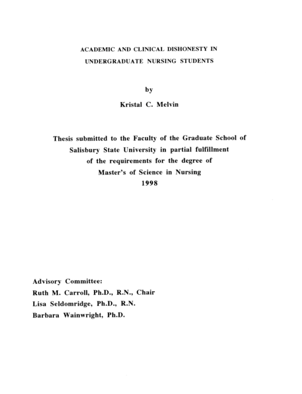 (PDF) Academic and clinical dishonesty in undergraduate nursing students