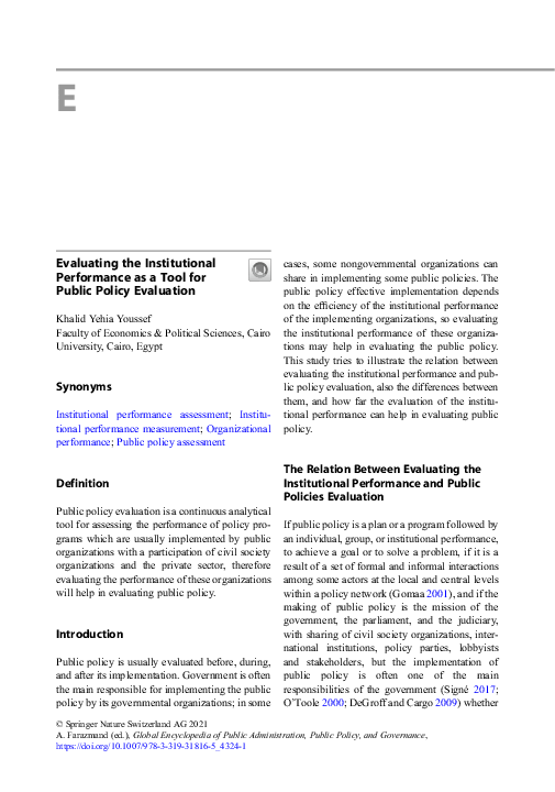 (PDF) Evaluating the Institutional Performance as a Tool for Public ...