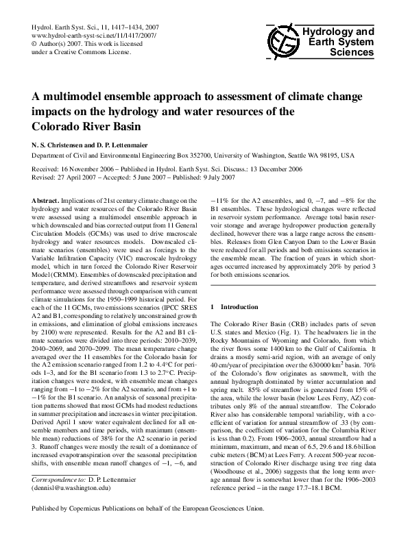 (PDF) Assessment of climate change impacts on the hydrology of the ...