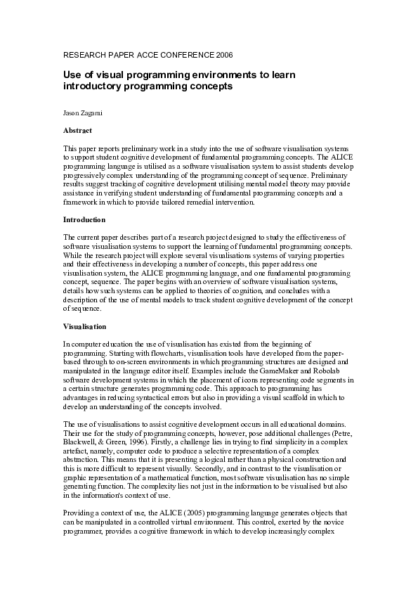 (DOC) Use of visual programming environments to learn introductory ...
