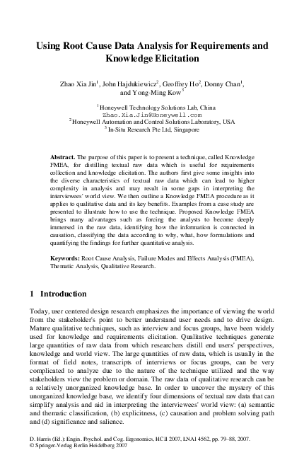 (PDF) Using Root Cause Data Analysis for Requirements and Knowledge ...