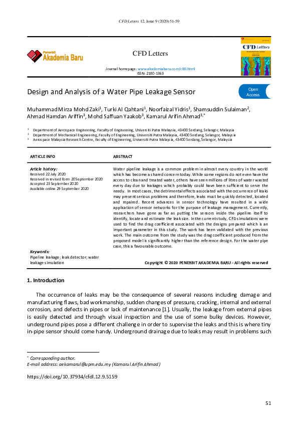 (PDF) Design and Analysis of a Water Pipe Leakage Sensor