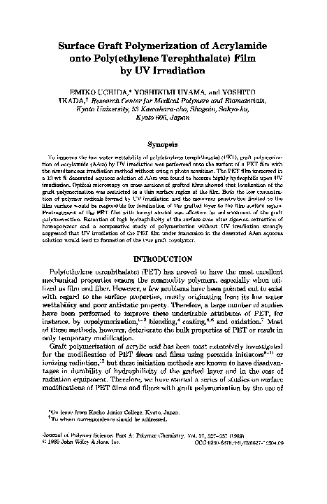 (PDF) Surface graft polymerization of acrylamide onto poly(ethylene ...