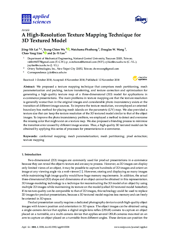 (PDF) A High-Resolution Texture Mapping Technique for 3D Textured Model