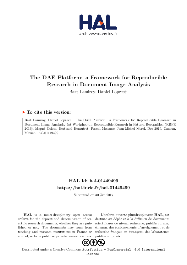 (PDF) The DAE Platform: A Framework for Reproducible Research in ...