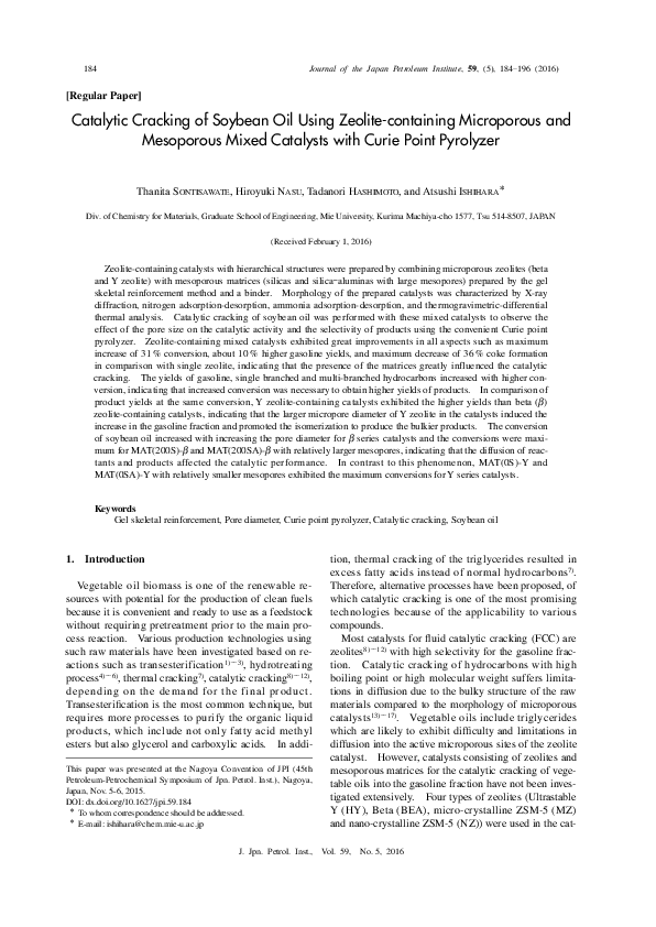 (PDF) Catalytic Cracking of Soybean Oil Using Zeolite-containing ...