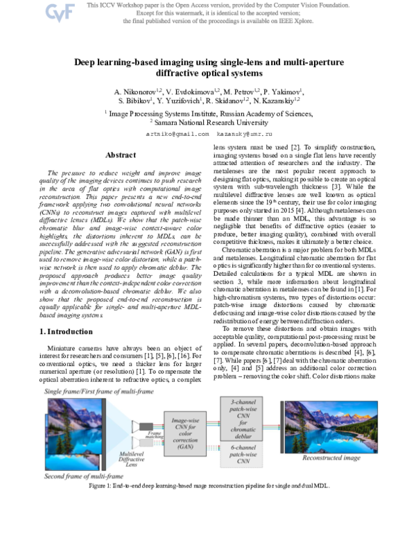 (PDF) Deep Learning-Based Imaging using Single-Lens and Multi-Aperture ...