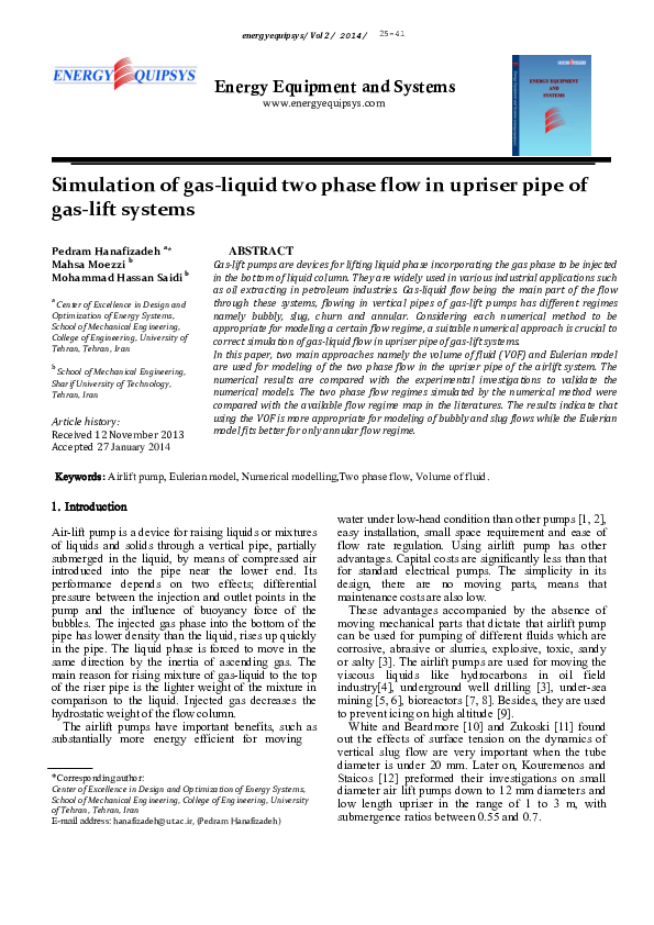 (PDF) Simulation of gas-liquid two phase flow in upriser pipe of gas ...