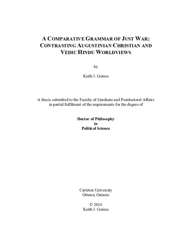 PDF) A Comparative Grammar of Just War: Contrasting Augustinian 