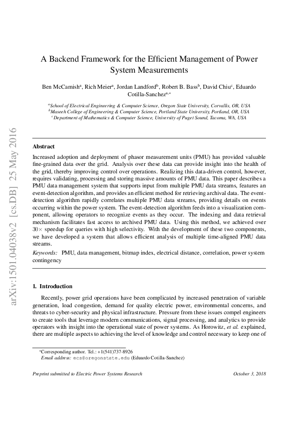 (PDF) A Data Driven Framework for Real Time Power System Event ...