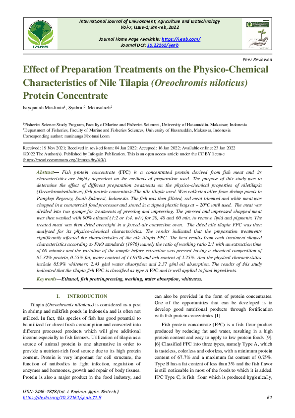 (PDF) Effect of Preparation Treatments on the Physico-Chemical ...