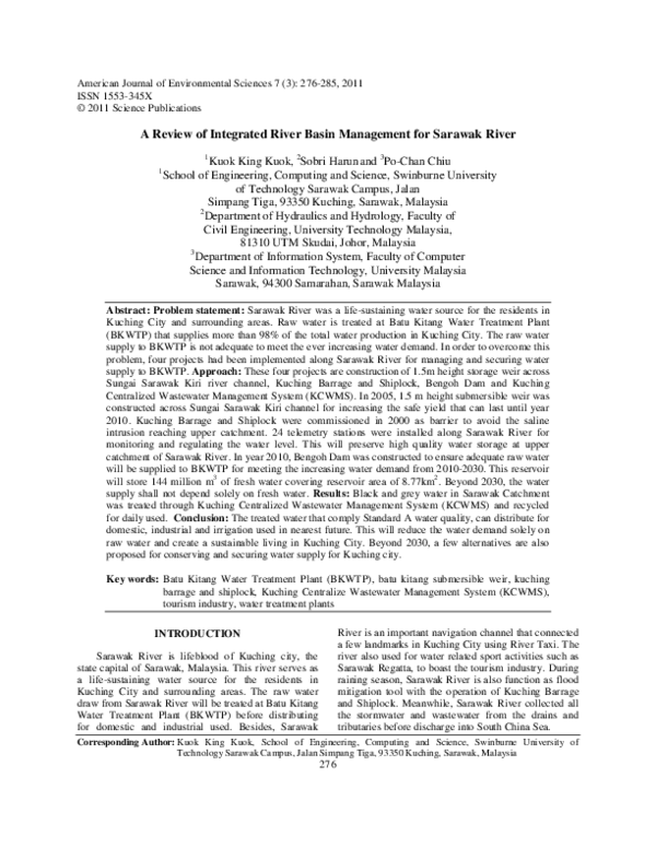 (PDF) A Review of Integrated River Basin Management for Sarawak River