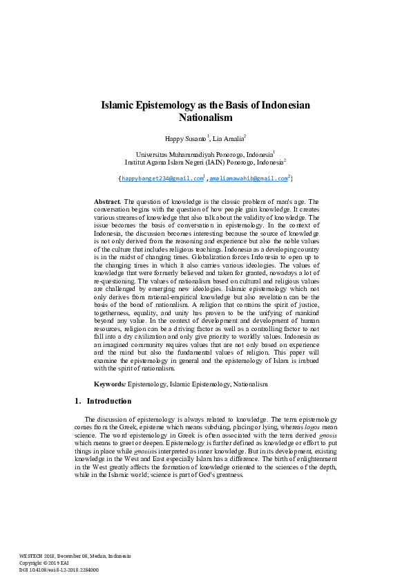 (PDF) Islamic epistemology as science and philosophy in the basis of ...