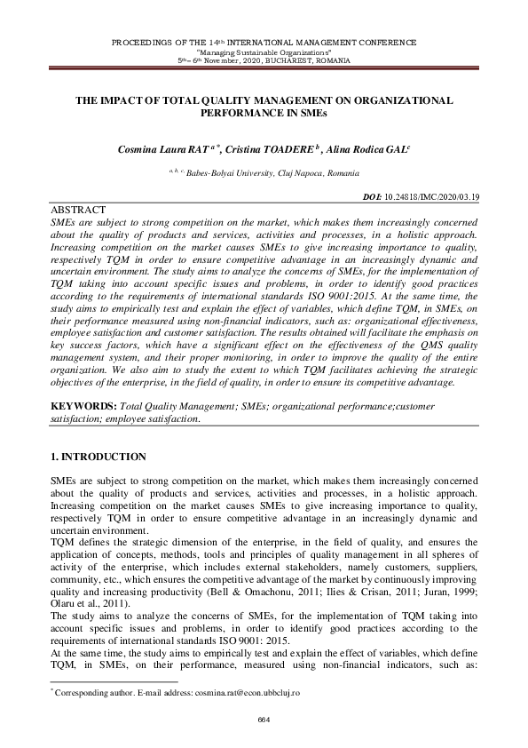 (PDF) THE IMPACT OF TOTAL QUALITY MANAGEMENT ON ORGANIZATIONAL ...