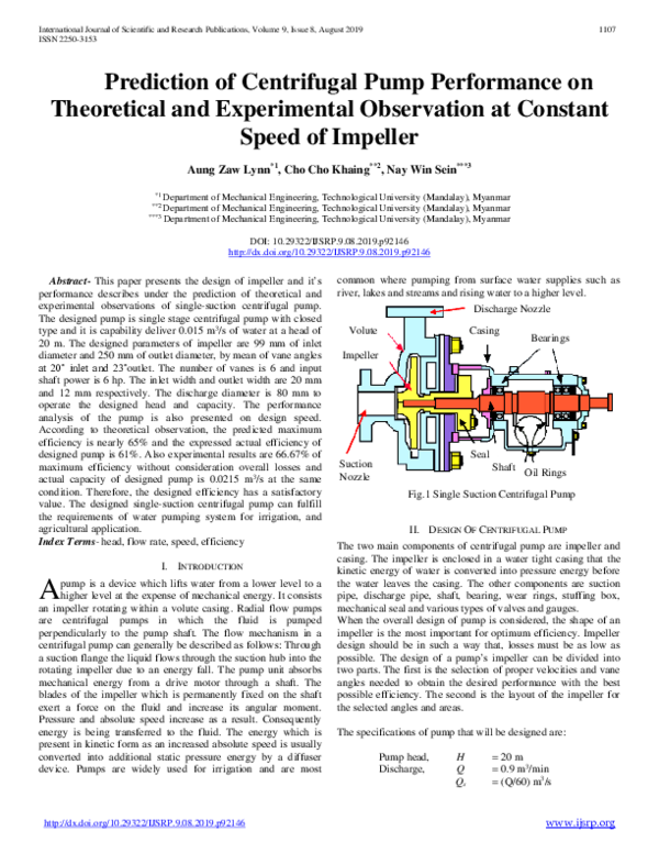(PDF) Prediction of Centrifugal Pump Performance on Theoretical and ...