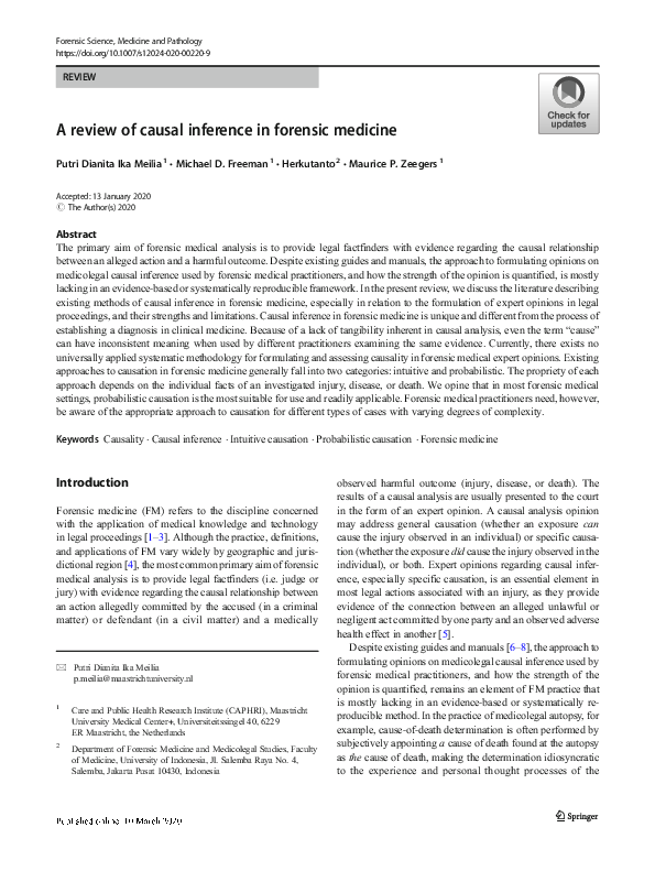 (PDF) A review of causal inference in forensic medicine