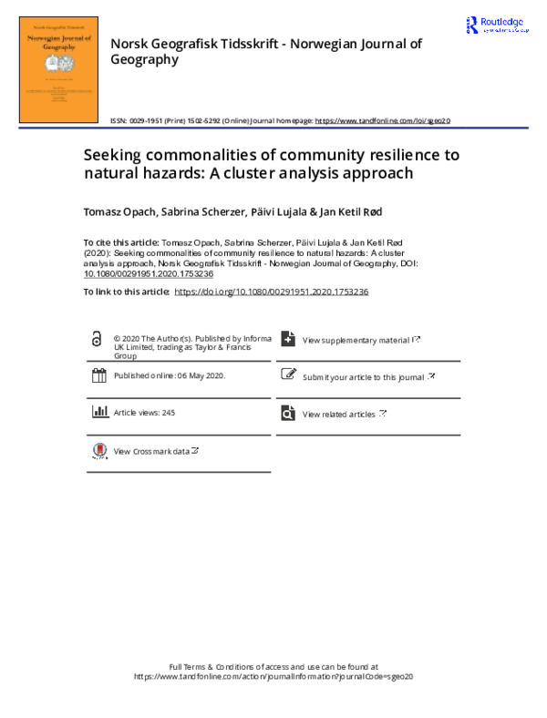 (PDF) Seeking commonalities of community resilience to natural hazards ...