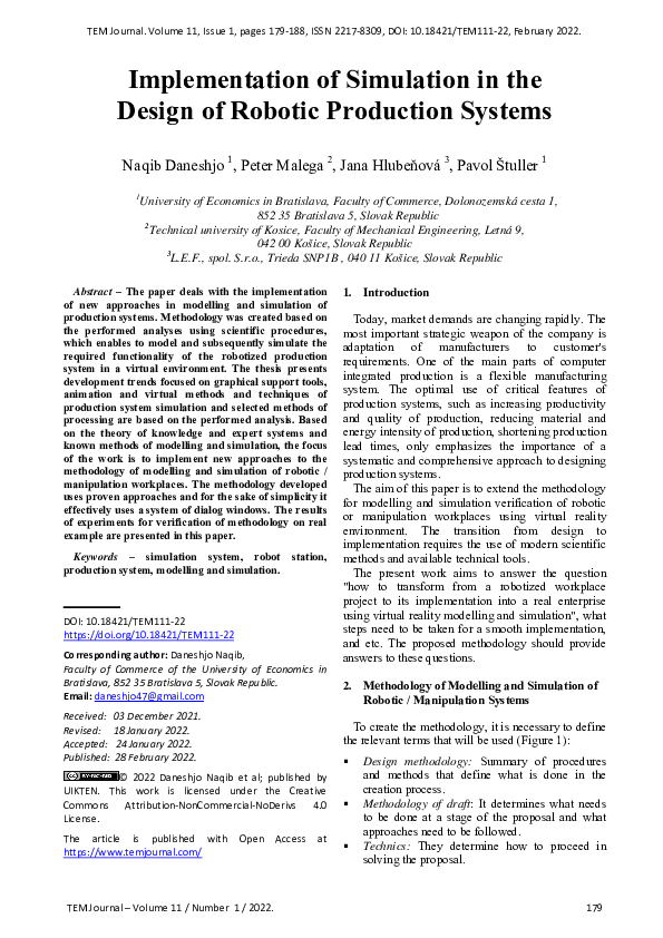 (PDF) Implementation of Simulation in the Design of Robotic Production ...