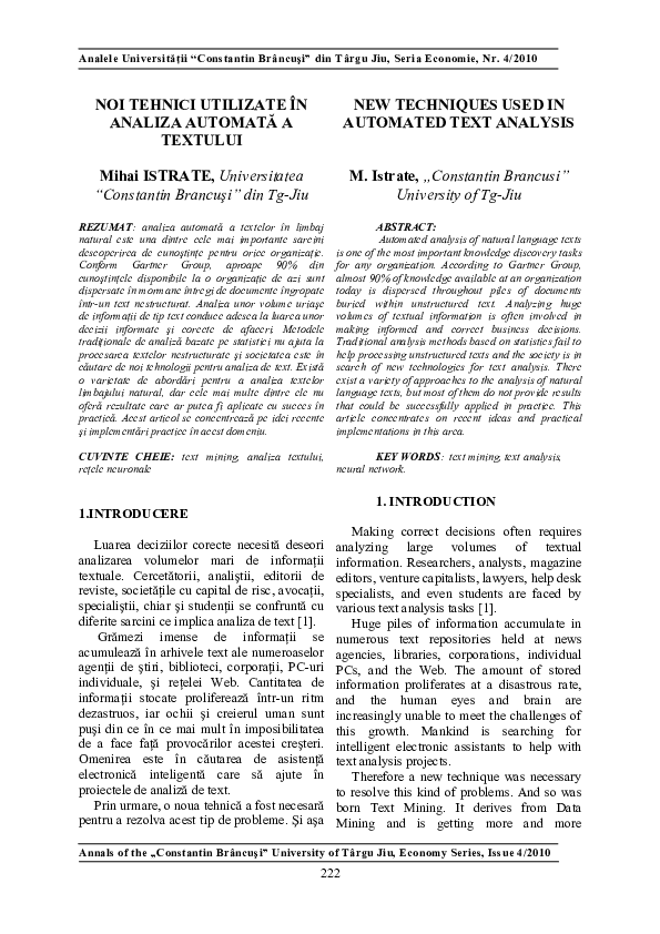 (PDF) New techniques used in automated text analysis