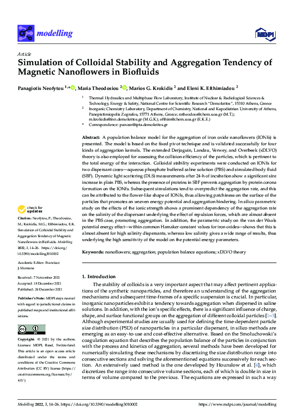 (PDF) Simulation of Colloidal Stability and Aggregation Tendency of ...