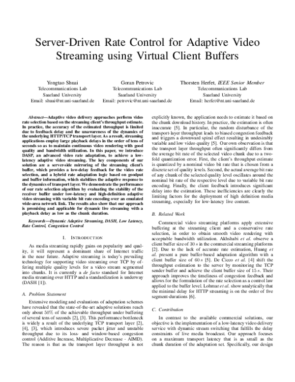 (PDF) Server-driven rate control for adaptive video streaming using ...