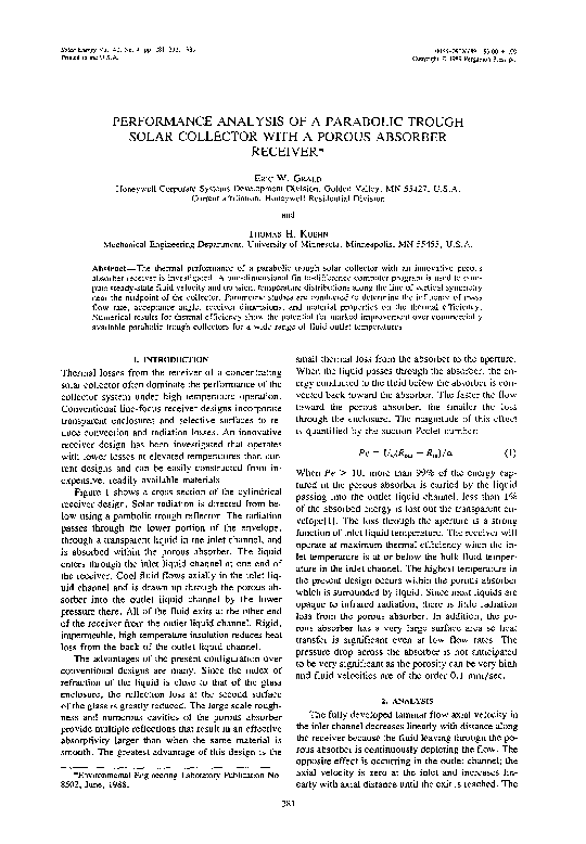 (PDF) Performance analysis of a parabolic trough solar collector with a ...