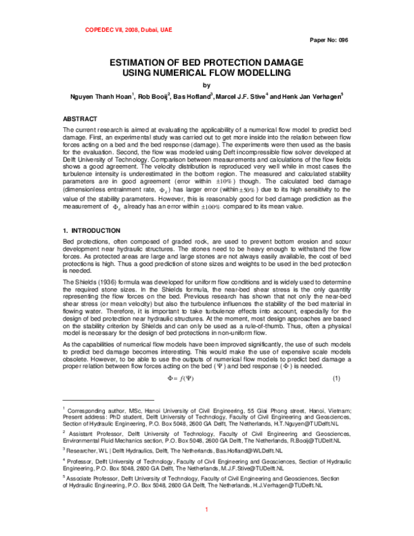 (PDF) 1 Estimation of Bed Protection Damage Using Numerical Flow Modelling