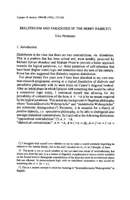 (PDF) Dialetheism and Paradoxes of the Berry Family