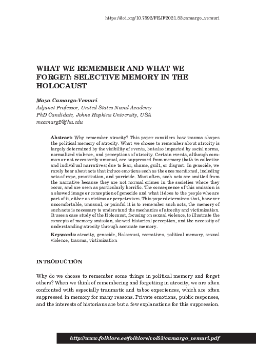 (PDF) What We Remember and What We Forget: Selective Memory in the ...