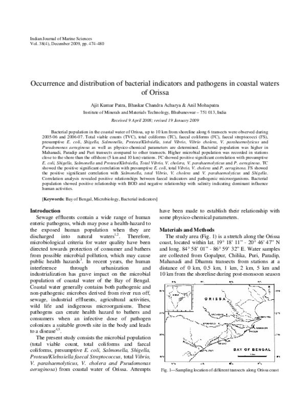 (PDF) Occurrence and Distribution of Bacterial Indicators and Pathogens ...
