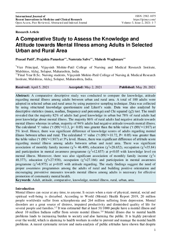 (PDF) A Comparative Study to Assess the Knowledge and Attitude towards ...