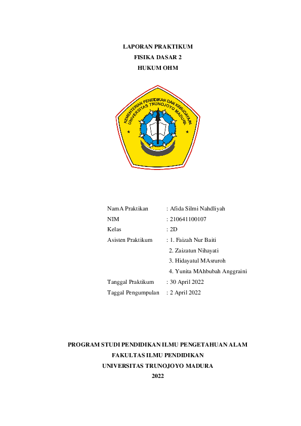 (PDF) Laporan Praktikum Hukum Ohm Simulator Phet