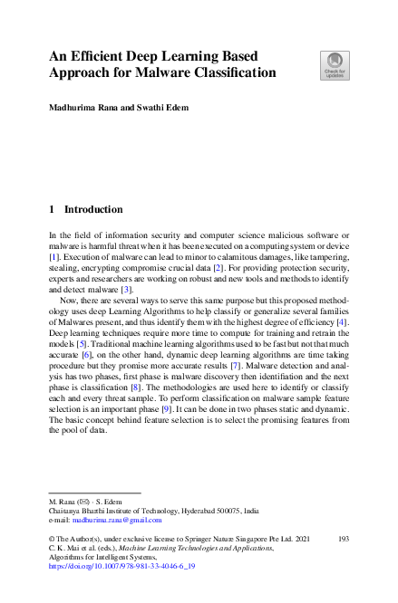 (PDF) An Efficient Deep Learning Based Approach for Malware Classification