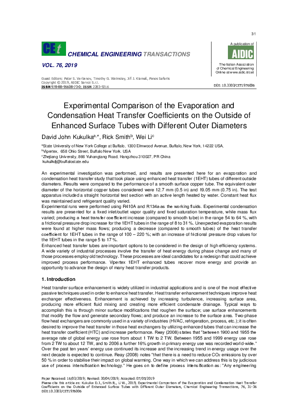 (PDF) Experimental Comparison of the Evaporation and Condensation Heat ...