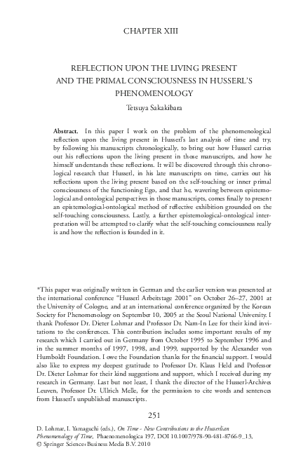 (PDF) Reflection Upon the Living Present and the Primal Consciousness ...