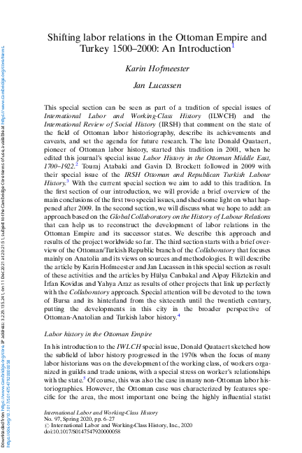 (PDF) Shifting labor relations in the Ottoman Empire and Turkey 1500 ...