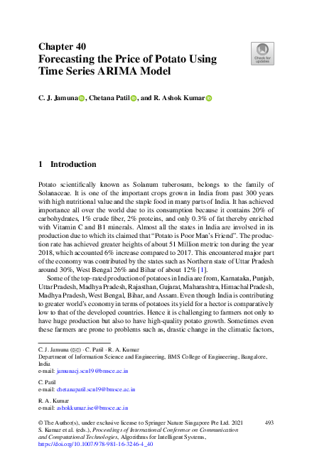 (PDF) Forecasting the Price of Potato Using Time Series ARIMA Model