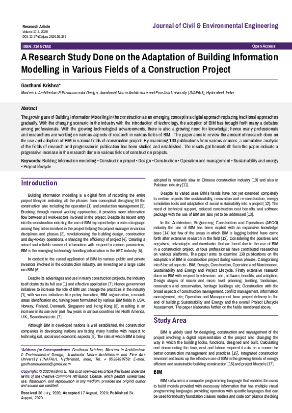 (PDF) A Research Study Done on the Adaptation of Building Information ...