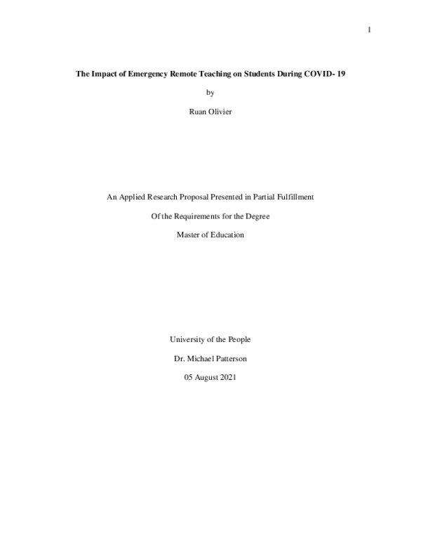 (PDF) The Impact of Emergency Remote Teaching on Students During Covid-