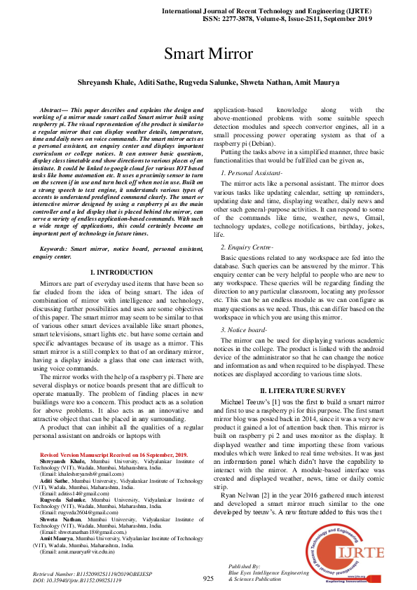 (PDF) Smart Mirror