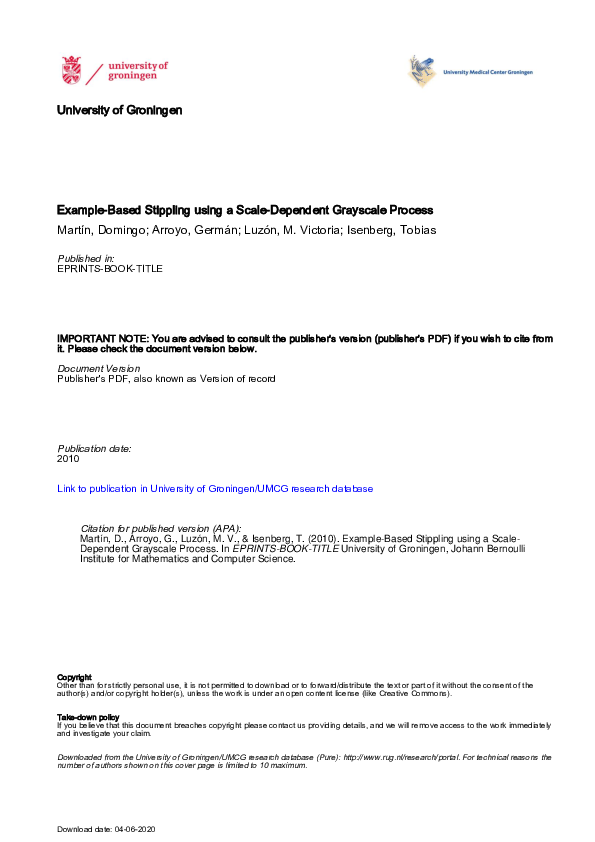 (PDF) Example-based stippling using a scale-dependent grayscale process