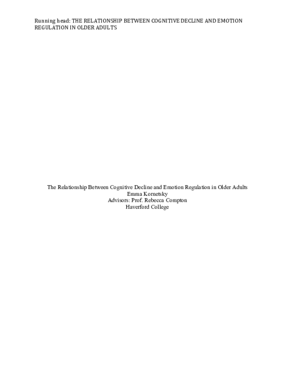 (PDF) The Relationship Between Cognitive Decline and Emotion Regulation ...