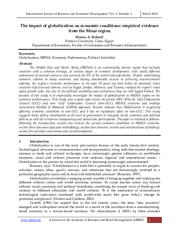 (PDF) The impact of globalization on economic conditions: empirical ...